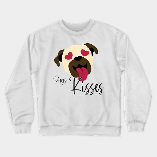 Pugs and Kisses Dog Valentine Crewneck Sweatshirt by Punderstandable